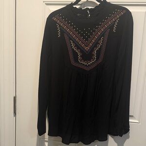 Torrid Black Embroidered Long-Sleeve Women's Top